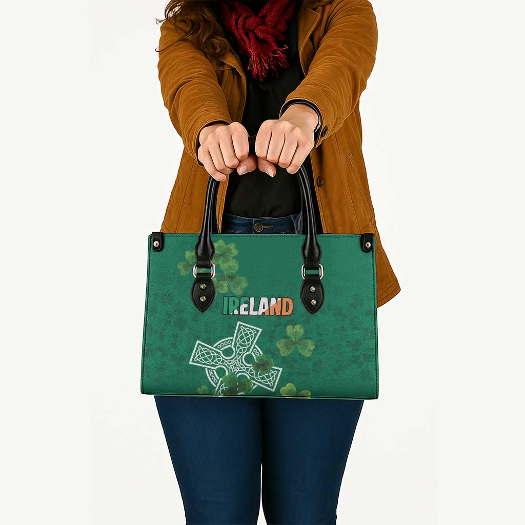 Ireland Cross Celtic Leather Bag Irish Pride Shamrock - Wonder Print Shop