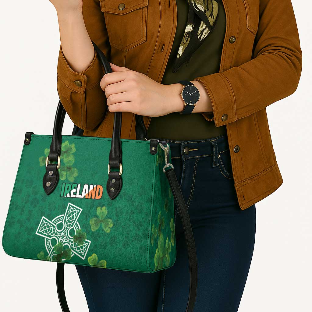 Ireland Cross Celtic Leather Bag Irish Pride Shamrock - Wonder Print Shop