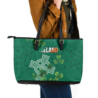 Ireland Cross Celtic Leather Tote Bag Irish Pride Shamrock - Wonder Print Shop