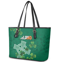 Ireland Cross Celtic Leather Tote Bag Irish Pride Shamrock - Wonder Print Shop