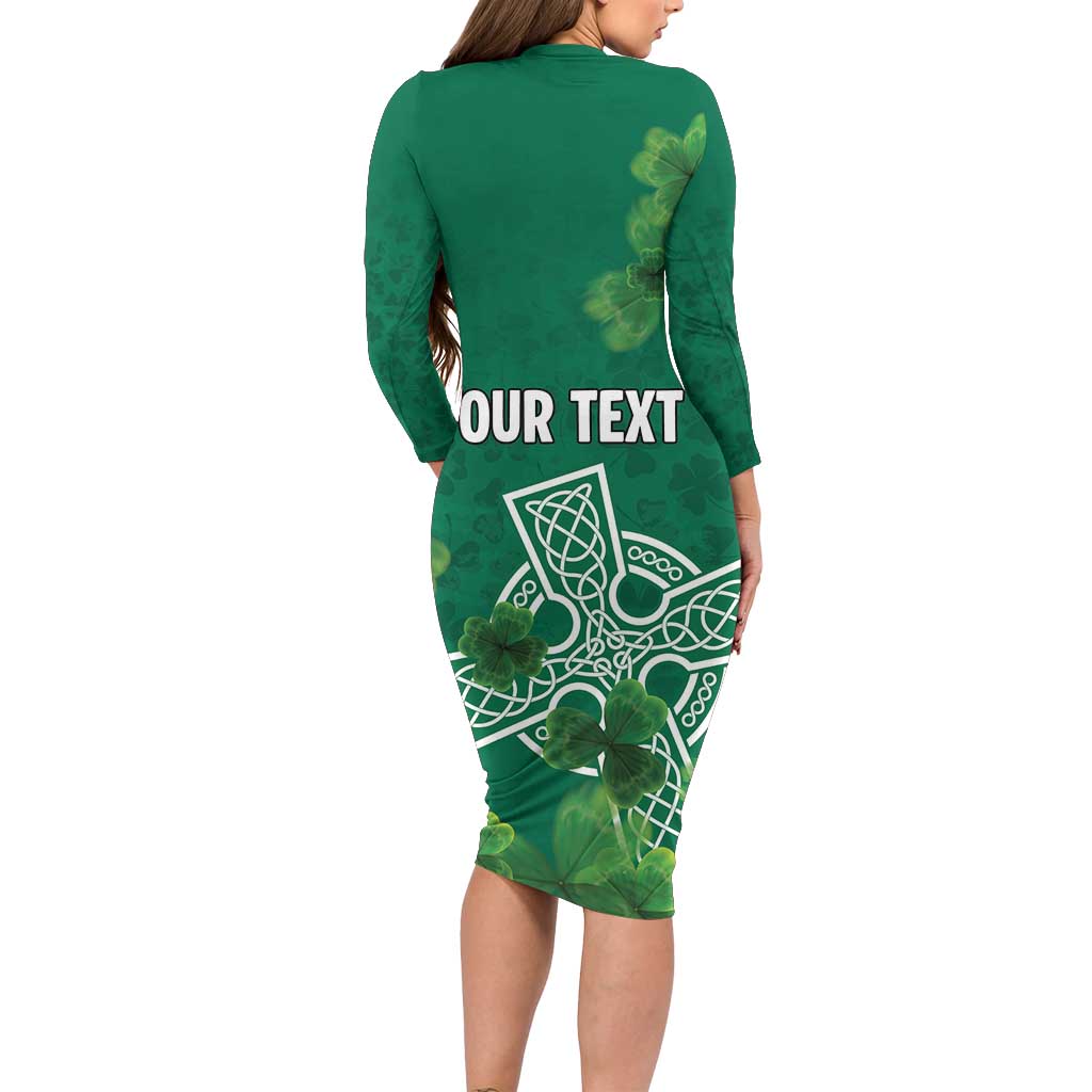 Ireland Cross Celtic Personalized Long Sleeve Bodycon Dress Irish Pride Shamrock - Wonder Print Shop