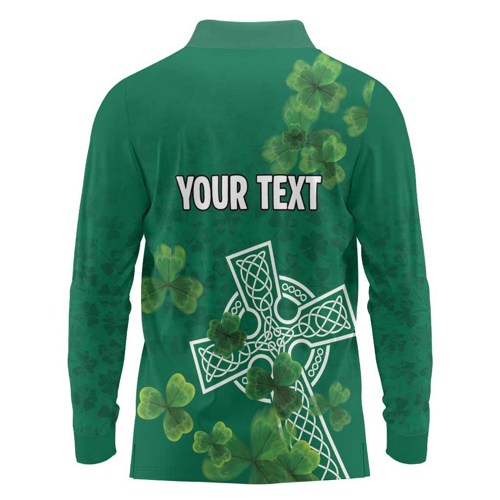 Ireland Cross Celtic Personalized Long Sleeve Polo Shirt Irish Pride Shamrock - Wonder Print Shop