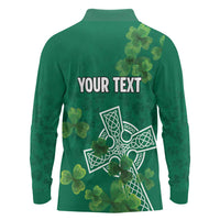 Ireland Cross Celtic Personalized Long Sleeve Polo Shirt Irish Pride Shamrock - Wonder Print Shop