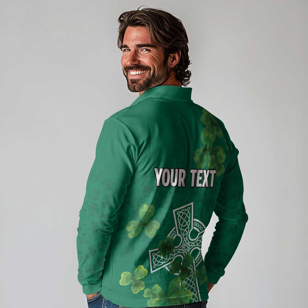 Ireland Cross Celtic Personalized Long Sleeve Polo Shirt Irish Pride Shamrock - Wonder Print Shop
