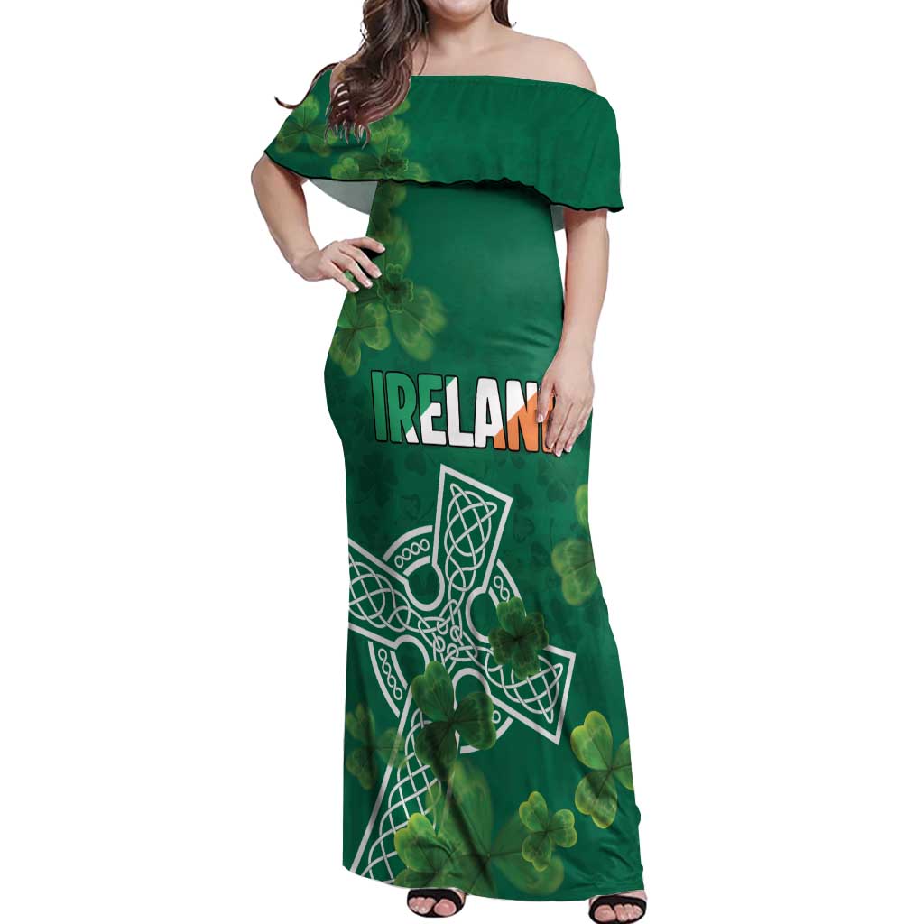 Ireland Cross Celtic Personalized Off Shoulder Maxi Dress Irish Pride Shamrock - Wonder Print Shop