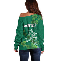 Ireland Cross Celtic Personalized Off Shoulder Sweater Irish Pride Shamrock - Wonder Print Shop