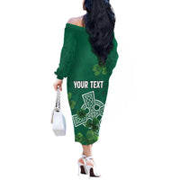 Ireland Cross Celtic Personalized Off The Shoulder Long Sleeve Dress Irish Pride Shamrock - Wonder Print Shop