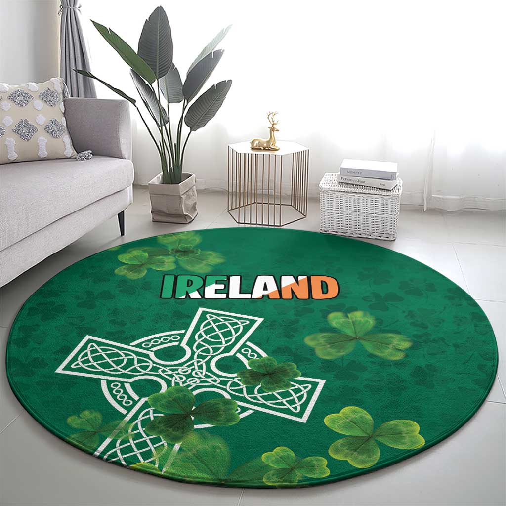 Ireland Cross Celtic Round Carpet Irish Pride Shamrock - Wonder Print Shop