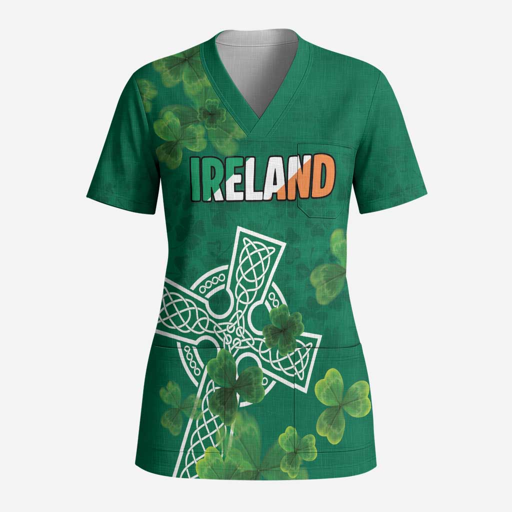 Ireland Cross Celtic Personalized Scrub Top Irish Pride Shamrock - Wonder Print Shop