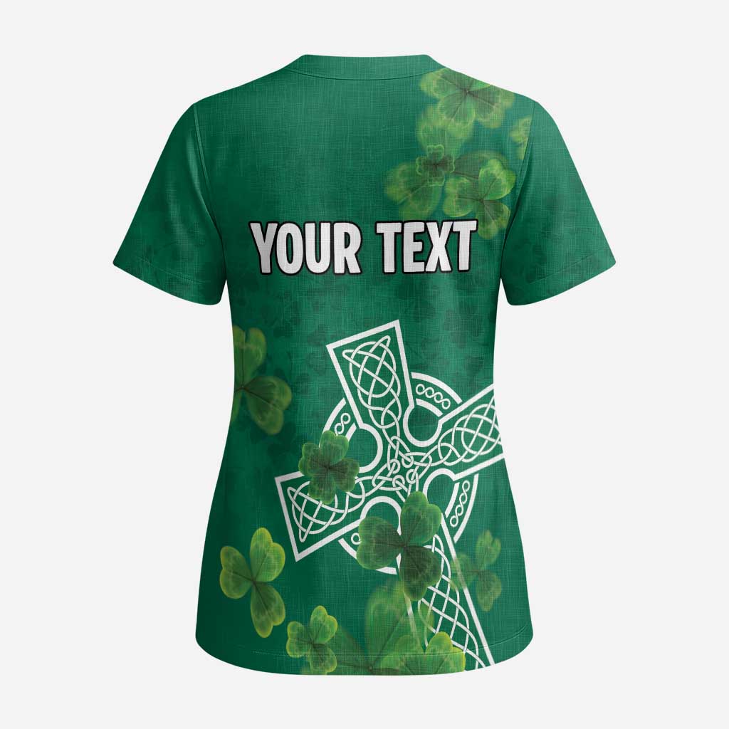 Ireland Cross Celtic Personalized Scrub Top Irish Pride Shamrock - Wonder Print Shop