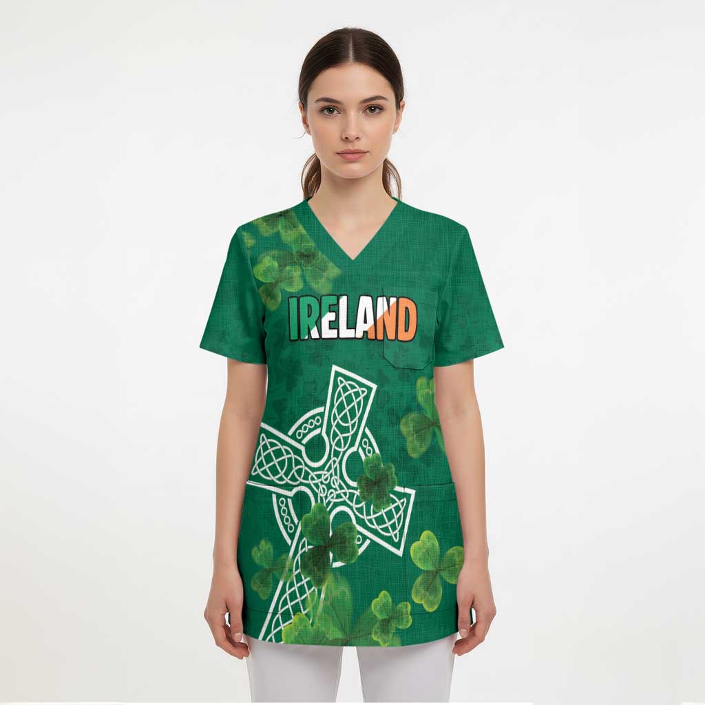 Ireland Cross Celtic Personalized Scrub Top Irish Pride Shamrock - Wonder Print Shop
