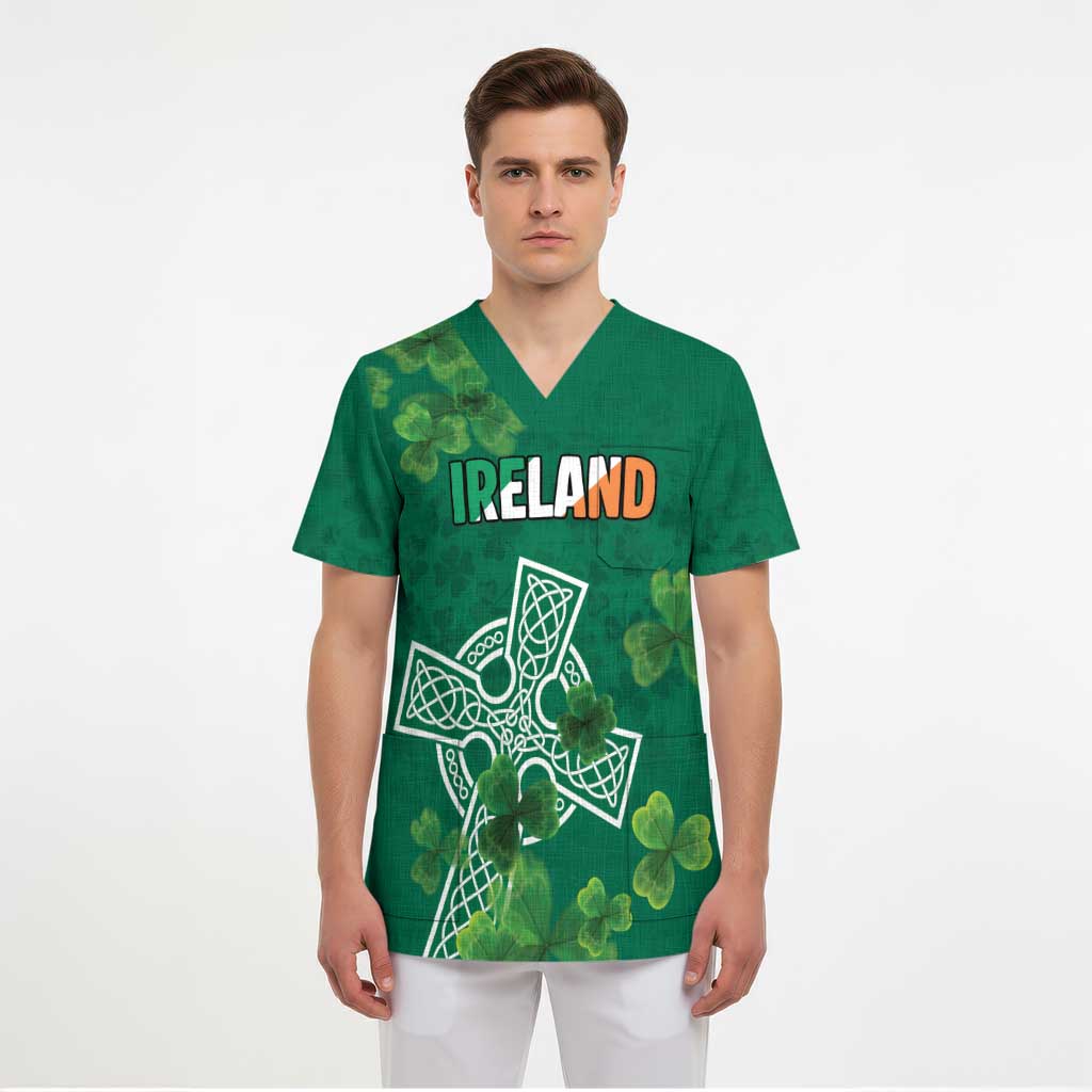 Ireland Cross Celtic Personalized Scrub Top Irish Pride Shamrock - Wonder Print Shop
