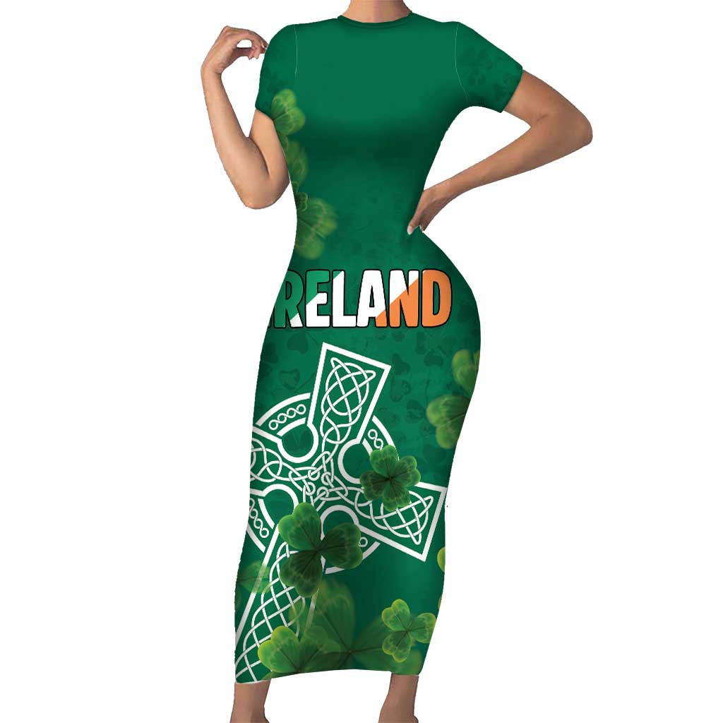 Ireland Cross Celtic Personalized Short Sleeve Bodycon Dress Irish Pride Shamrock - Wonder Print Shop
