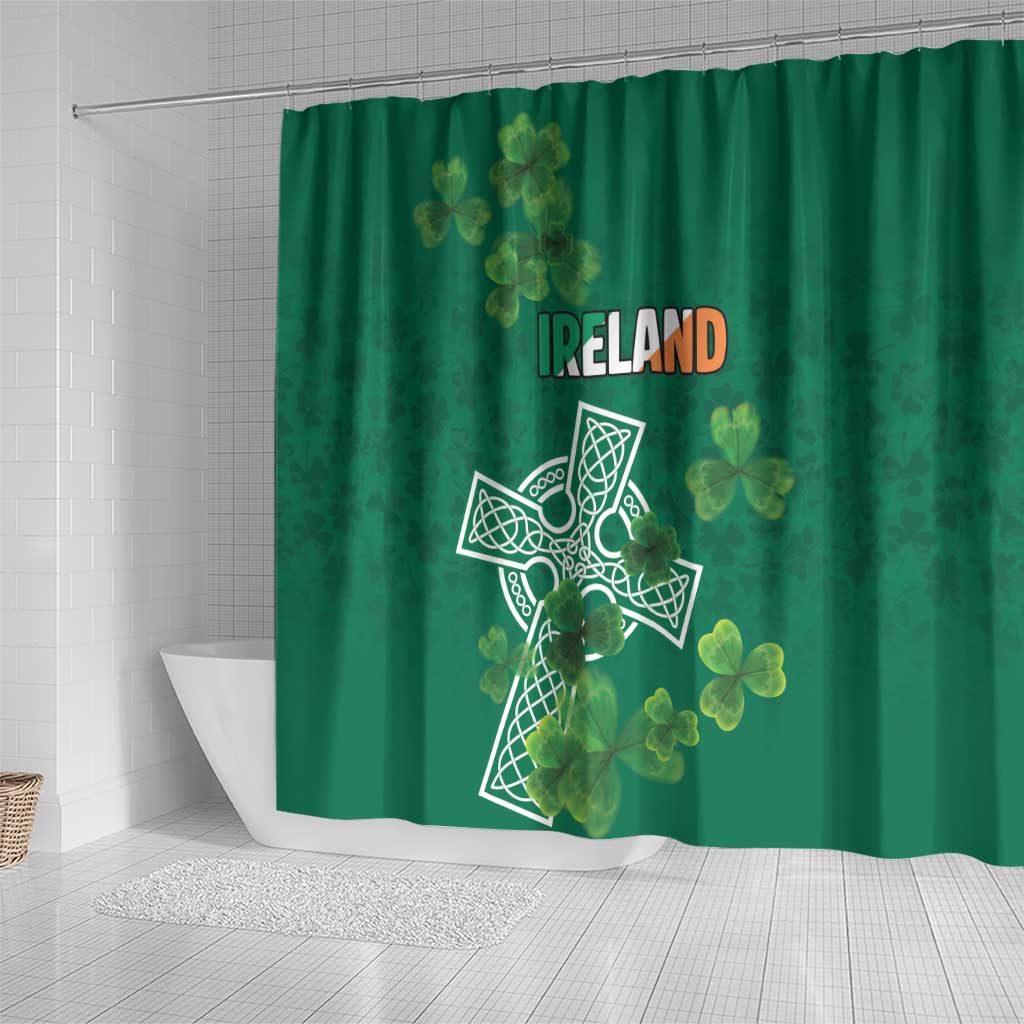 Ireland Cross Celtic Shower Curtain Irish Pride Shamrock - Wonder Print Shop