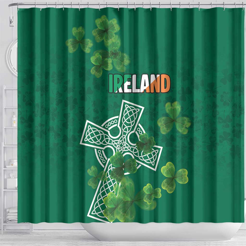 Ireland Cross Celtic Shower Curtain Irish Pride Shamrock - Wonder Print Shop