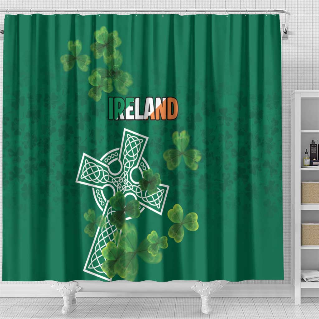 Ireland Cross Celtic Shower Curtain Irish Pride Shamrock - Wonder Print Shop