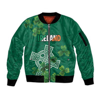 Ireland Cross Celtic Personalized Sleeve Zip Bomber Jacket Irish Pride Shamrock - Wonder Print Shop