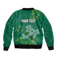 Ireland Cross Celtic Personalized Sleeve Zip Bomber Jacket Irish Pride Shamrock - Wonder Print Shop