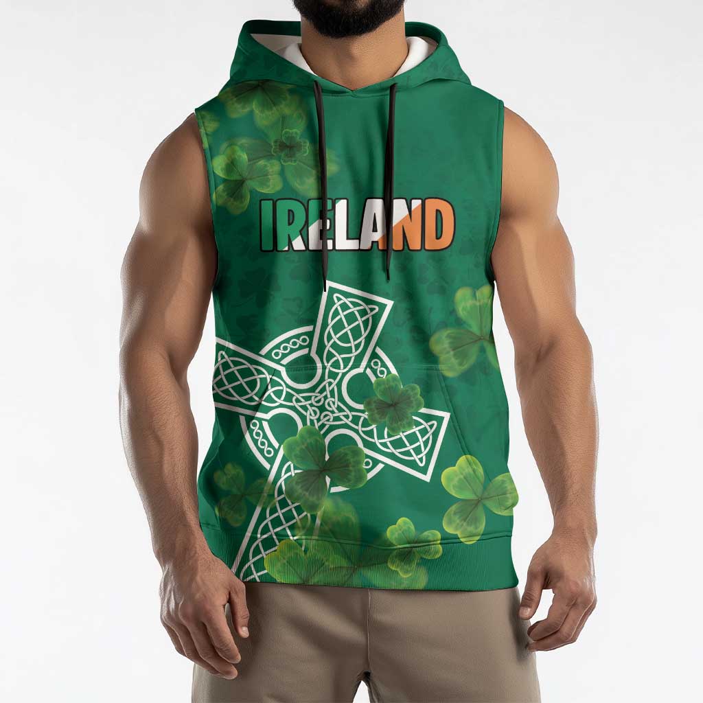 Ireland Cross Celtic Personalized Sleeveless Hoodie Irish Pride Shamrock - Wonder Print Shop
