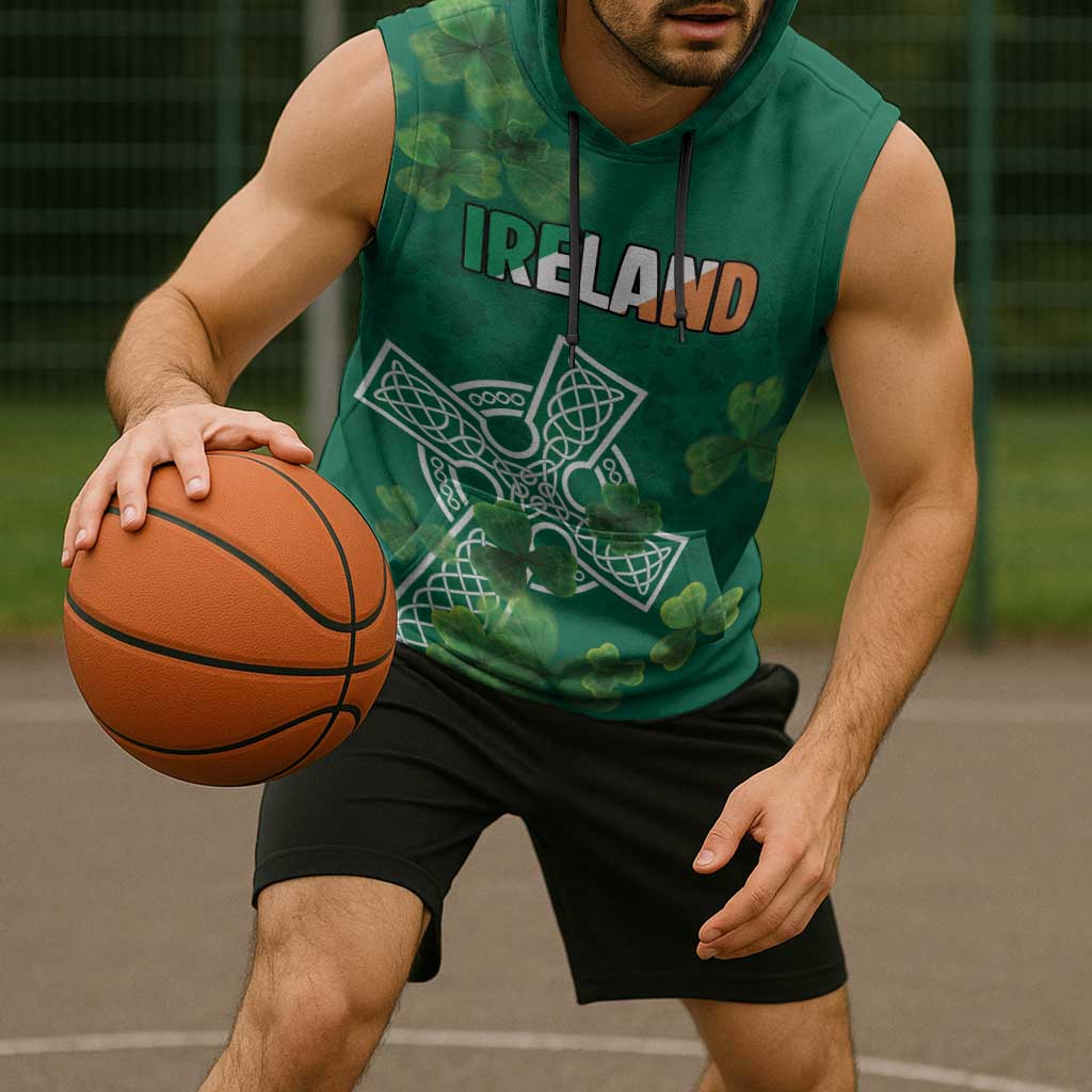 Ireland Cross Celtic Personalized Sleeveless Hoodie Irish Pride Shamrock - Wonder Print Shop