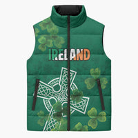 Ireland Cross Celtic Personalized Sleeveless Puffer Jacket Irish Pride Shamrock - Wonder Print Shop