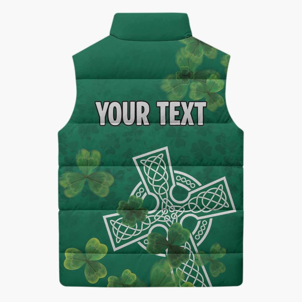 Ireland Cross Celtic Personalized Sleeveless Puffer Jacket Irish Pride Shamrock - Wonder Print Shop