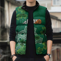 Ireland Cross Celtic Personalized Sleeveless Puffer Jacket Irish Pride Shamrock - Wonder Print Shop
