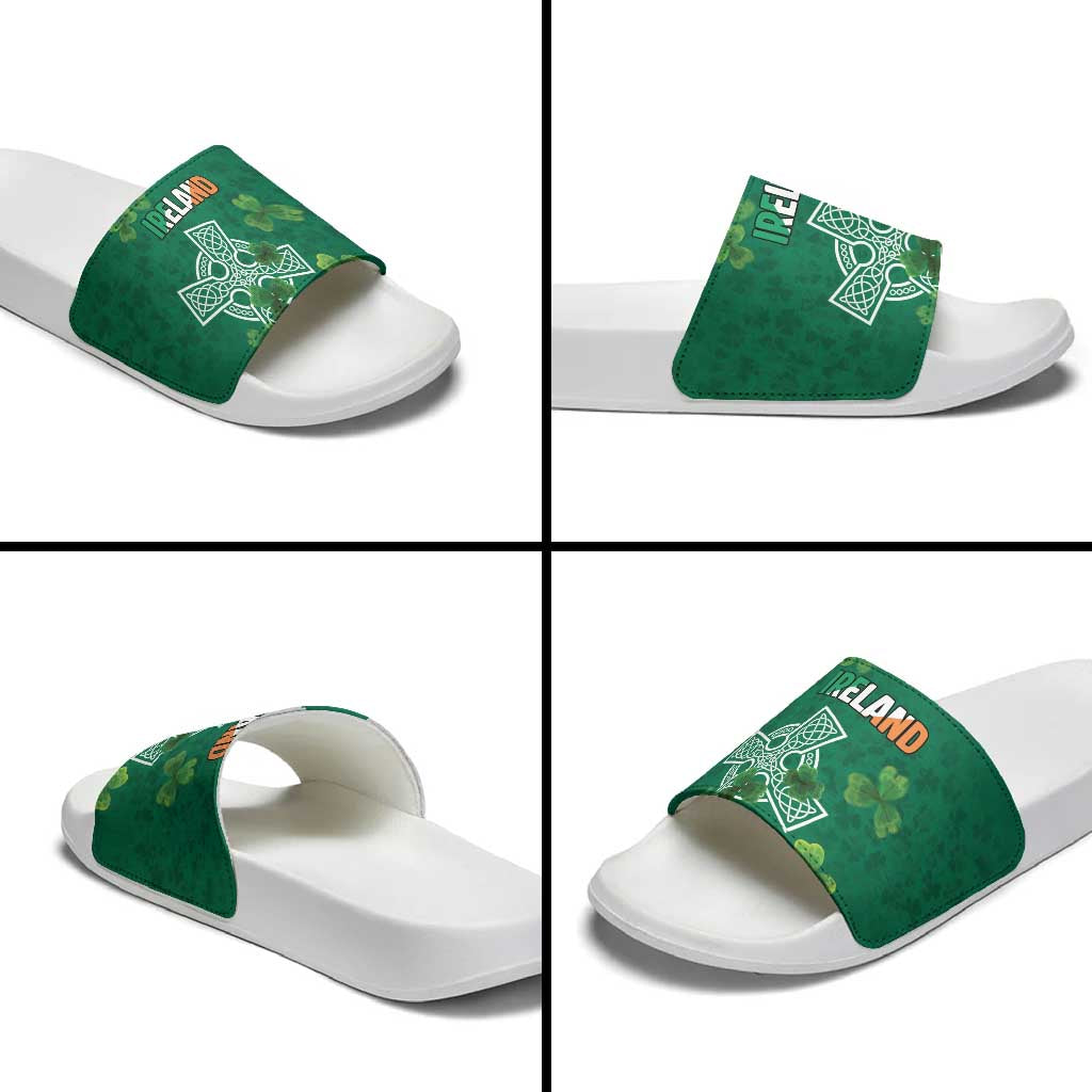 Ireland Cross Celtic Slide Sandals Irish Pride Shamrock - Wonder Print Shop