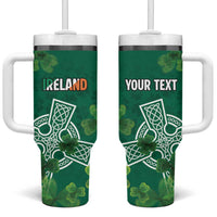 Ireland Cross Celtic Personalized Tumbler With Handle Irish Pride Shamrock - Wonder Print Shop