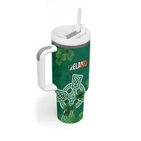 Ireland Cross Celtic Personalized Tumbler With Handle Irish Pride Shamrock - Wonder Print Shop