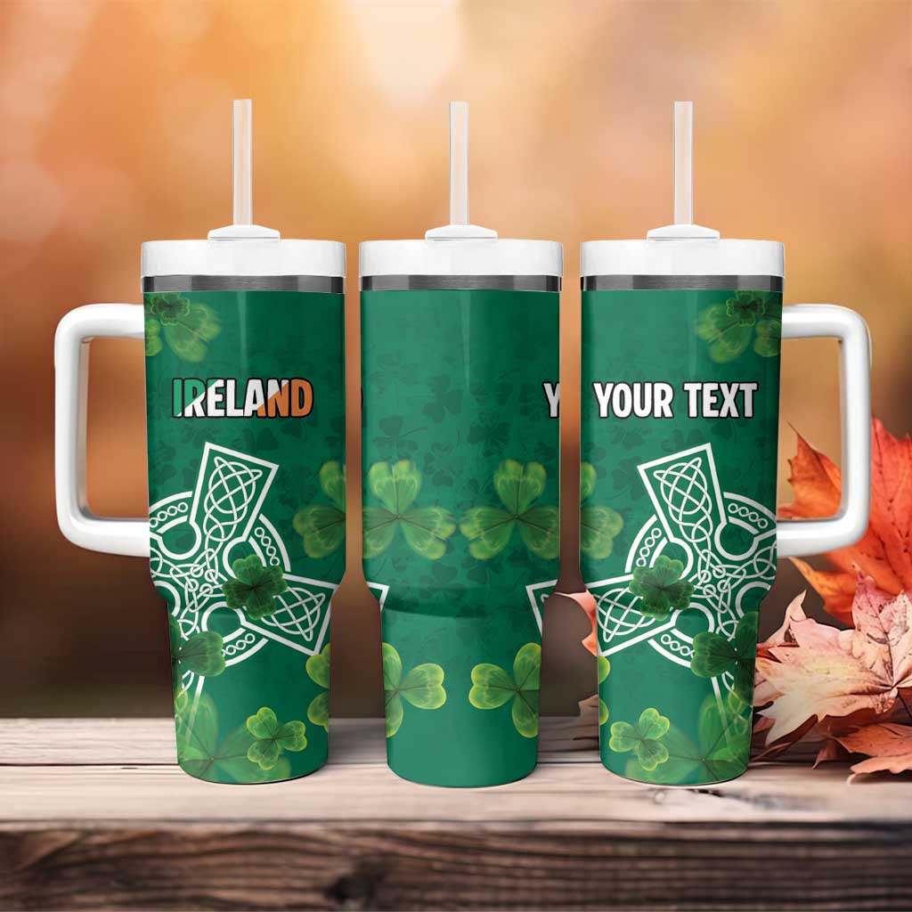 Ireland Cross Celtic Personalized Tumbler With Handle Irish Pride Shamrock - Wonder Print Shop
