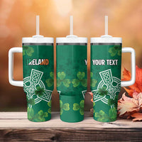 Ireland Cross Celtic Personalized Tumbler With Handle Irish Pride Shamrock - Wonder Print Shop