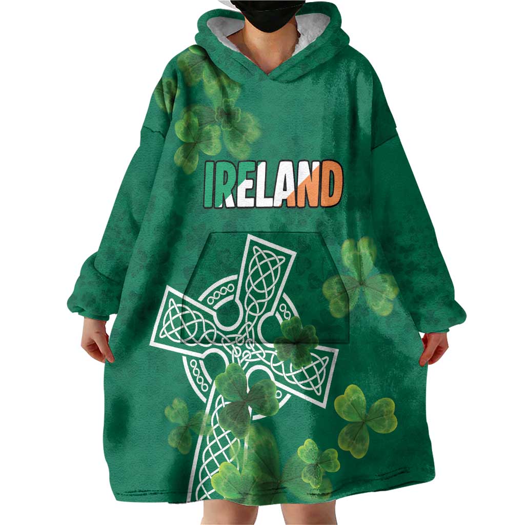 Ireland Cross Celtic Personalized Wearable Blanket Hoodie Irish Pride Shamrock - Wonder Print Shop