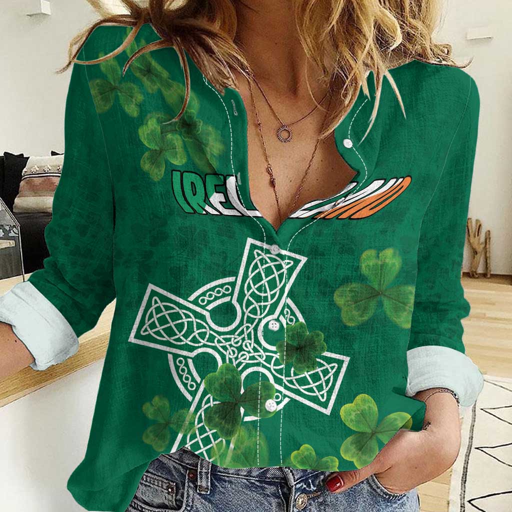 Ireland Cross Celtic Personalized Women Casual Shirt Irish Pride Shamrock - Wonder Print Shop