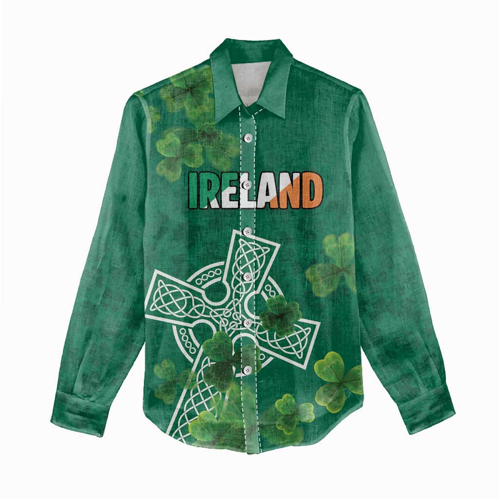 Ireland Cross Celtic Personalized Women Casual Shirt Irish Pride Shamrock - Wonder Print Shop