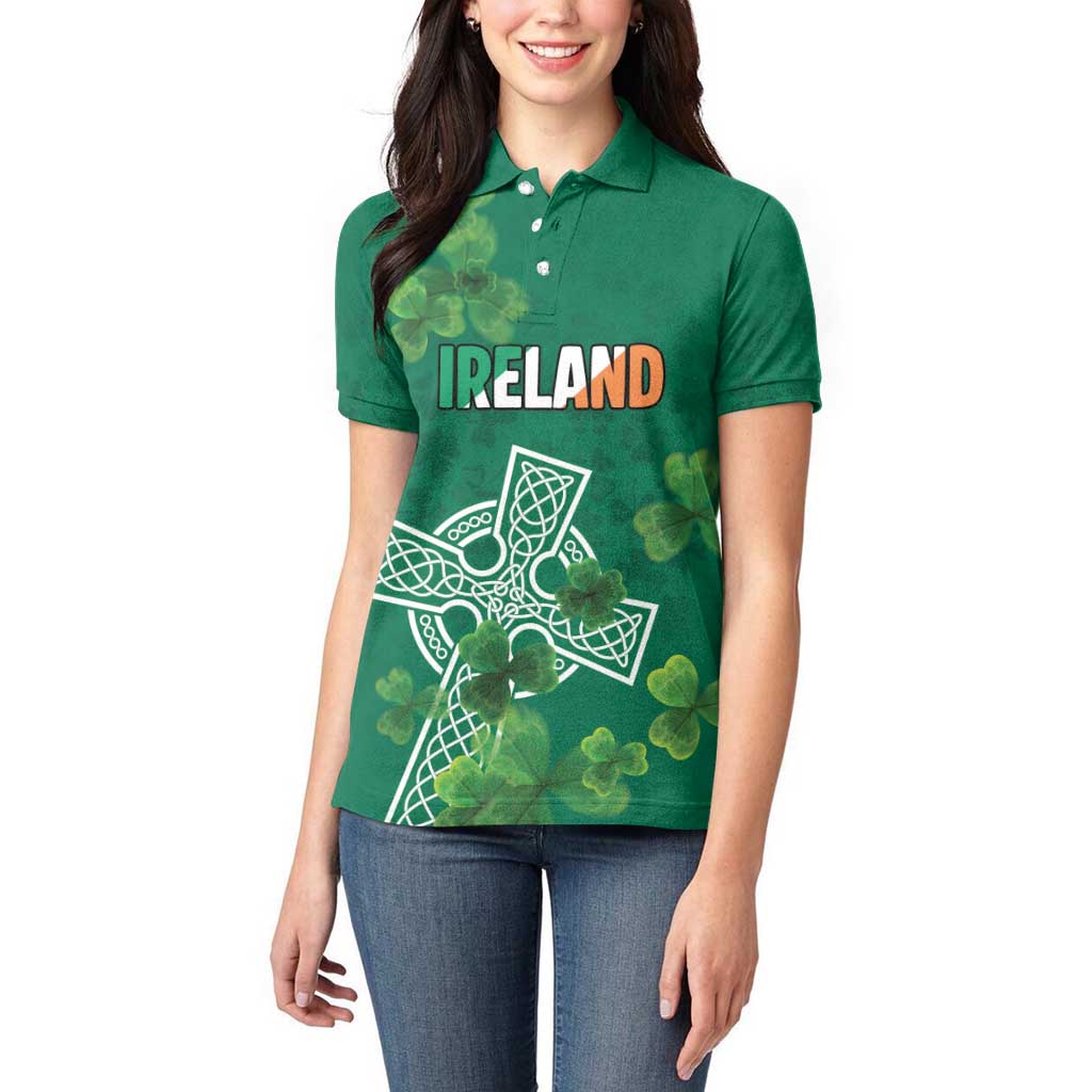 Ireland Cross Celtic Personalized Women Polo Shirt Irish Pride Shamrock - Wonder Print Shop
