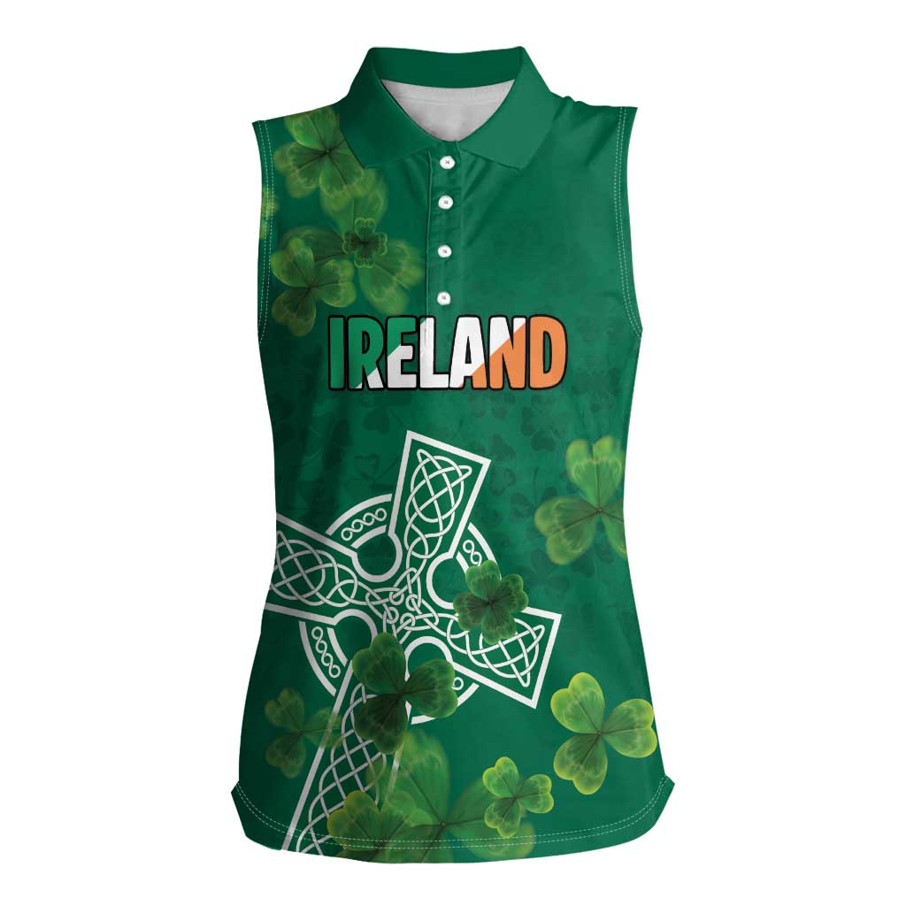 Ireland Cross Celtic Personalized Women Sleeveless Polo Shirt Irish Pride Shamrock - Wonder Print Shop
