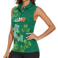 Ireland Cross Celtic Personalized Women Sleeveless Polo Shirt Irish Pride Shamrock - Wonder Print Shop