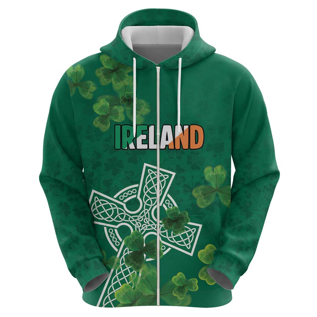 Ireland Cross Celtic Personalized Zip Hoodie Irish Pride Shamrock - Wonder Print Shop