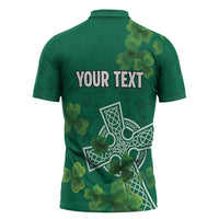 Ireland Cross Celtic Personalized Zipper Polo Shirt Irish Pride Shamrock - Wonder Print Shop