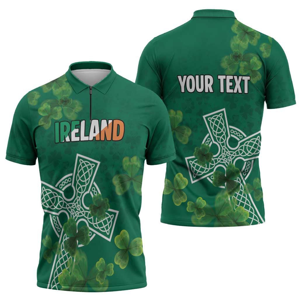 Ireland Cross Celtic Personalized Zipper Polo Shirt Irish Pride Shamrock - Wonder Print Shop