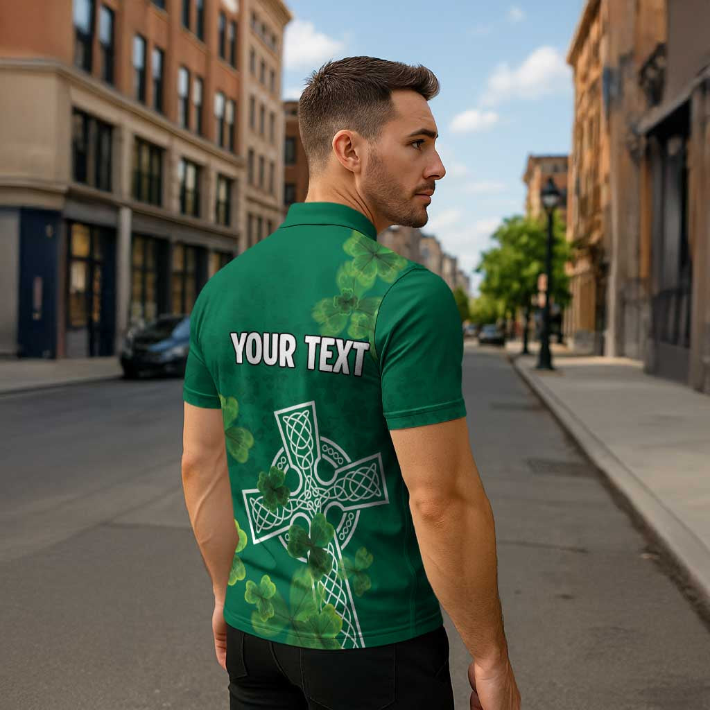 Ireland Cross Celtic Personalized Zipper Polo Shirt Irish Pride Shamrock - Wonder Print Shop