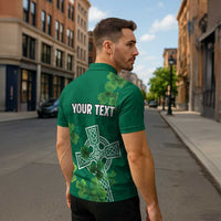 Ireland Cross Celtic Personalized Zipper Polo Shirt Irish Pride Shamrock - Wonder Print Shop