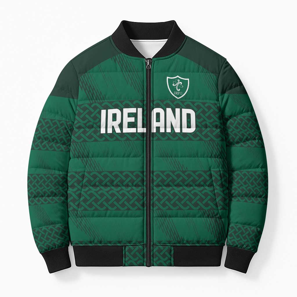 Custom Ireland Rugby Bomber Puffer Jacket Celtic Heritage - Wonder Print Shop