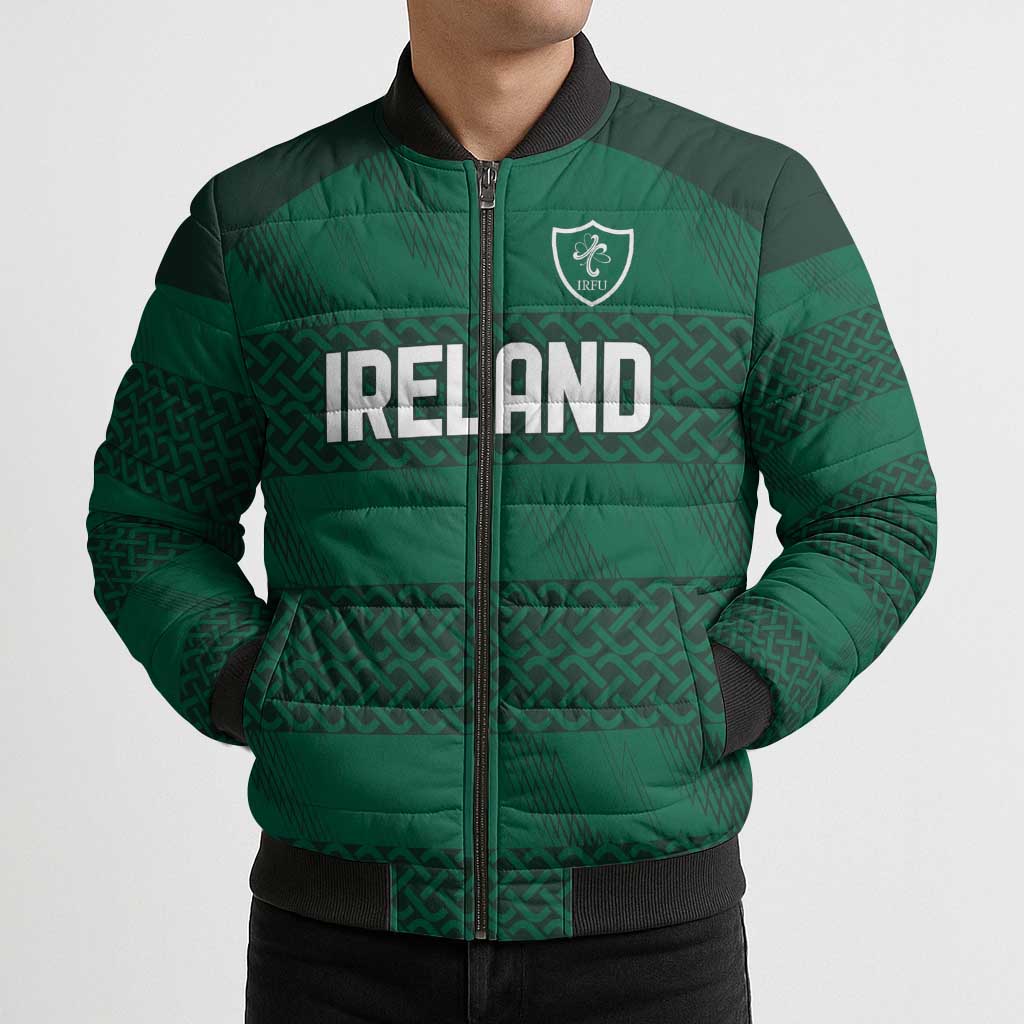 Custom Ireland Rugby Bomber Puffer Jacket Celtic Heritage - Wonder Print Shop