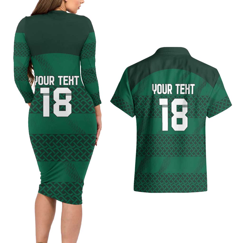 Custom Ireland Rugby Couples Matching Long Sleeve Bodycon Dress and Hawaiian Shirt Celtic Heritage - Wonder Print Shop