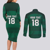 Custom Ireland Rugby Couples Matching Long Sleeve Bodycon Dress and Long Sleeve Button Shirt Celtic Heritage - Wonder Print Shop