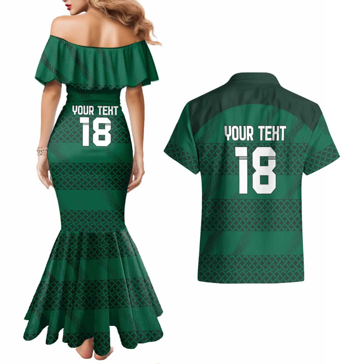 Custom Ireland Rugby Couples Matching Mermaid Dress and Hawaiian Shirt Celtic Heritage - Wonder Print Shop