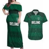 Custom Ireland Rugby Couples Matching Off Shoulder Maxi Dress and Hawaiian Shirt Celtic Heritage - Wonder Print Shop