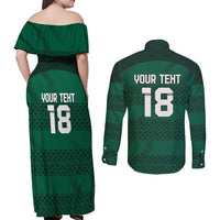 Custom Ireland Rugby Couples Matching Off Shoulder Maxi Dress and Long Sleeve Button Shirt Celtic Heritage - Wonder Print Shop
